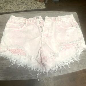 Free People Good Vibrations Pink Jean Shorts